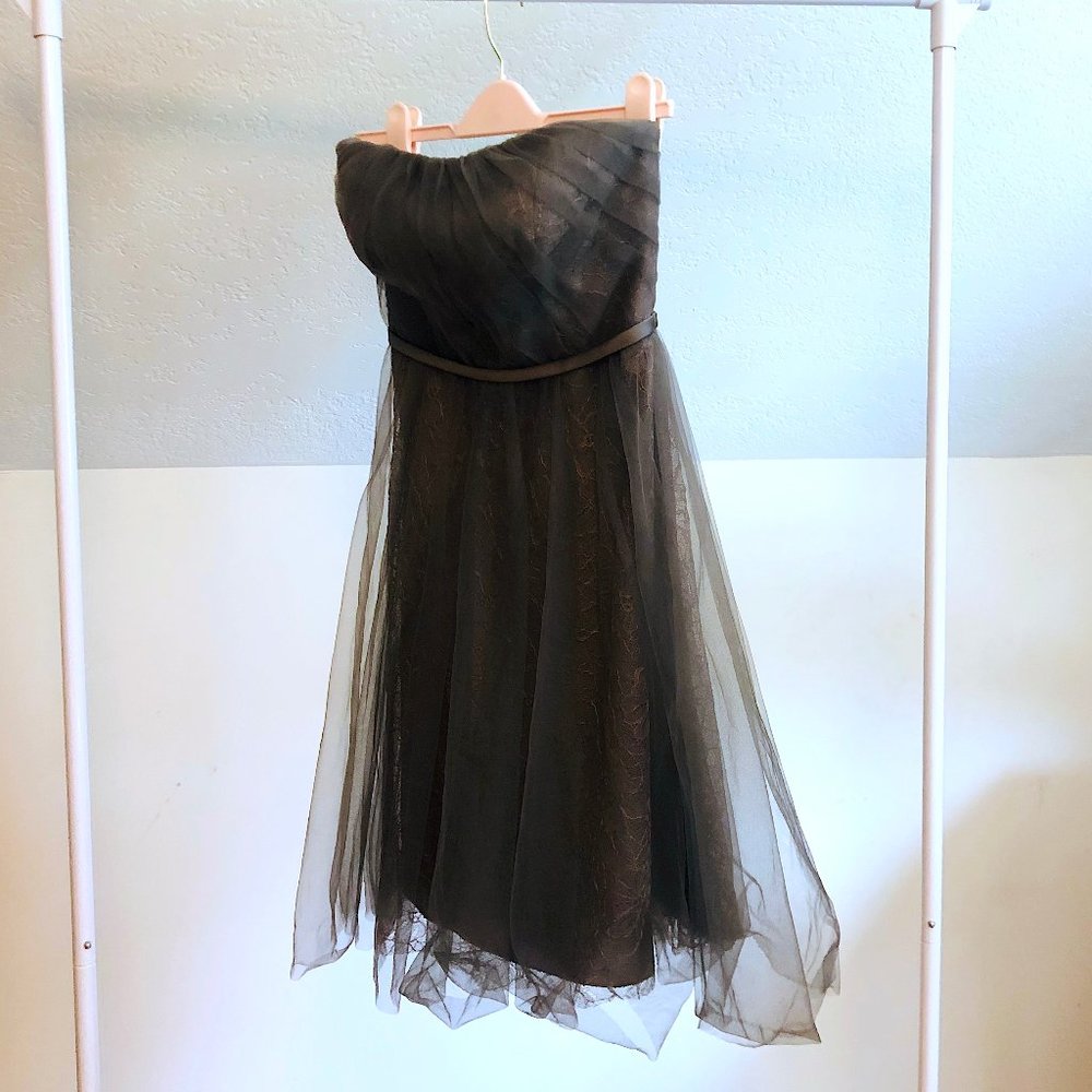 White by Vera Wang Short Formal Dress - Tulle Lace
